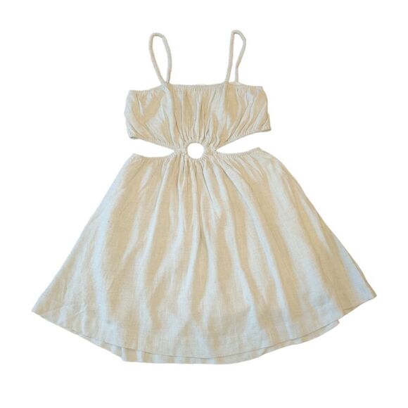 NWT The Salt Haus Mabel The Nina Cut Out Linen Blend Dress Beige M - Picture 4 of 12